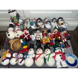 Vintage Christmas Snowman Nutcracker Decor, Huge Retro Holiday Display lot